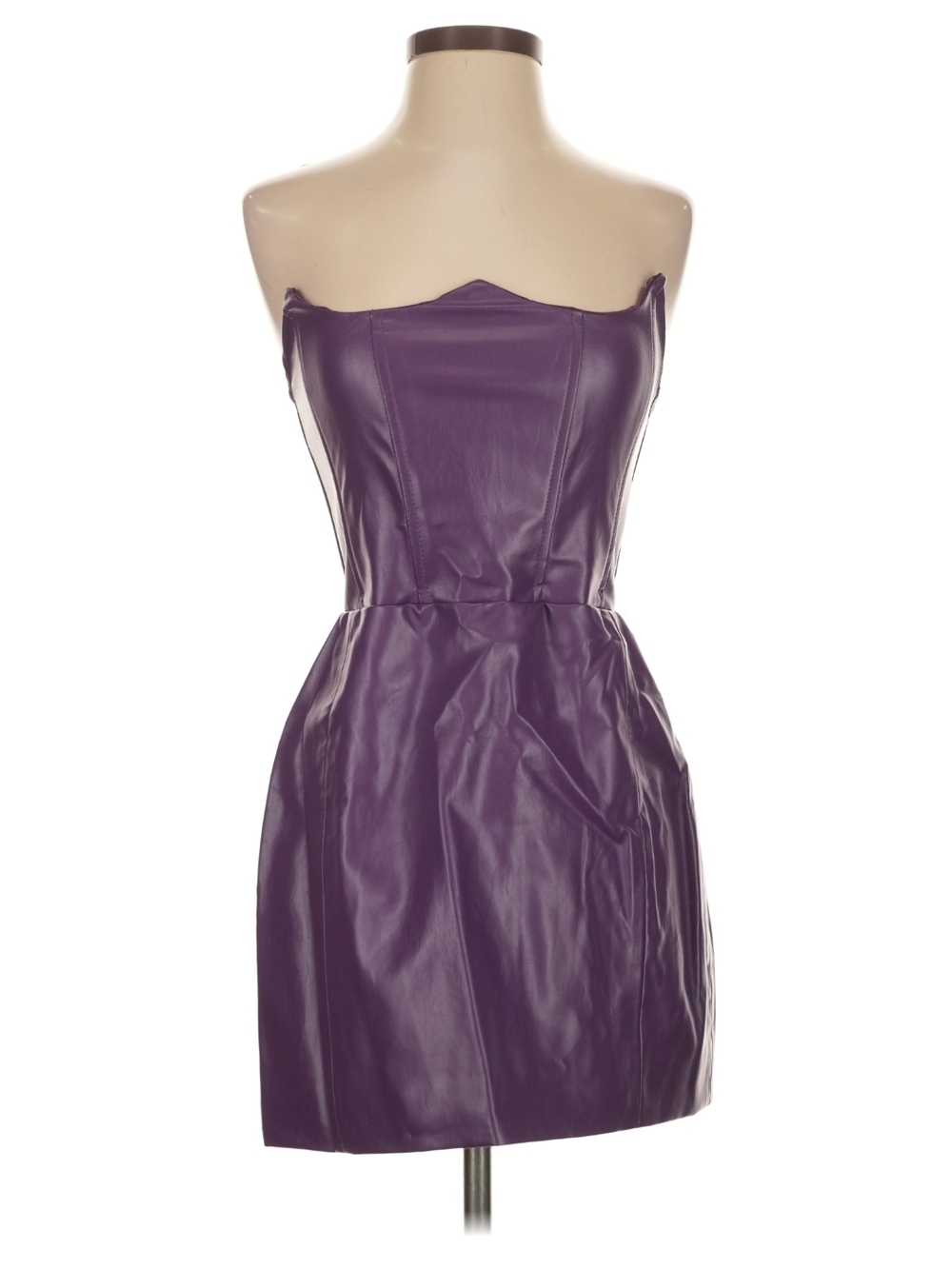 NWOT CIAO BY CC Issa Mini Dress Faux Leather Strapless Dress in Purple Small